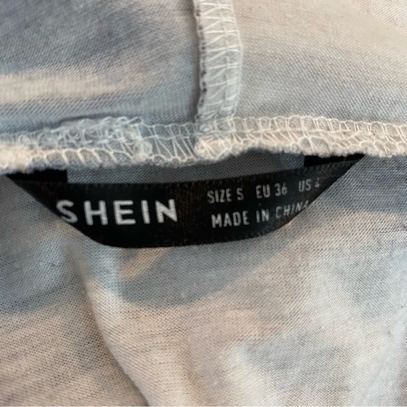SHEIN CROPPED ZIP UP WOMENS HOODIE ELASTIC AT WAIST TIE DYE GRAY/CREAM SZ S - Picture 5 of 7